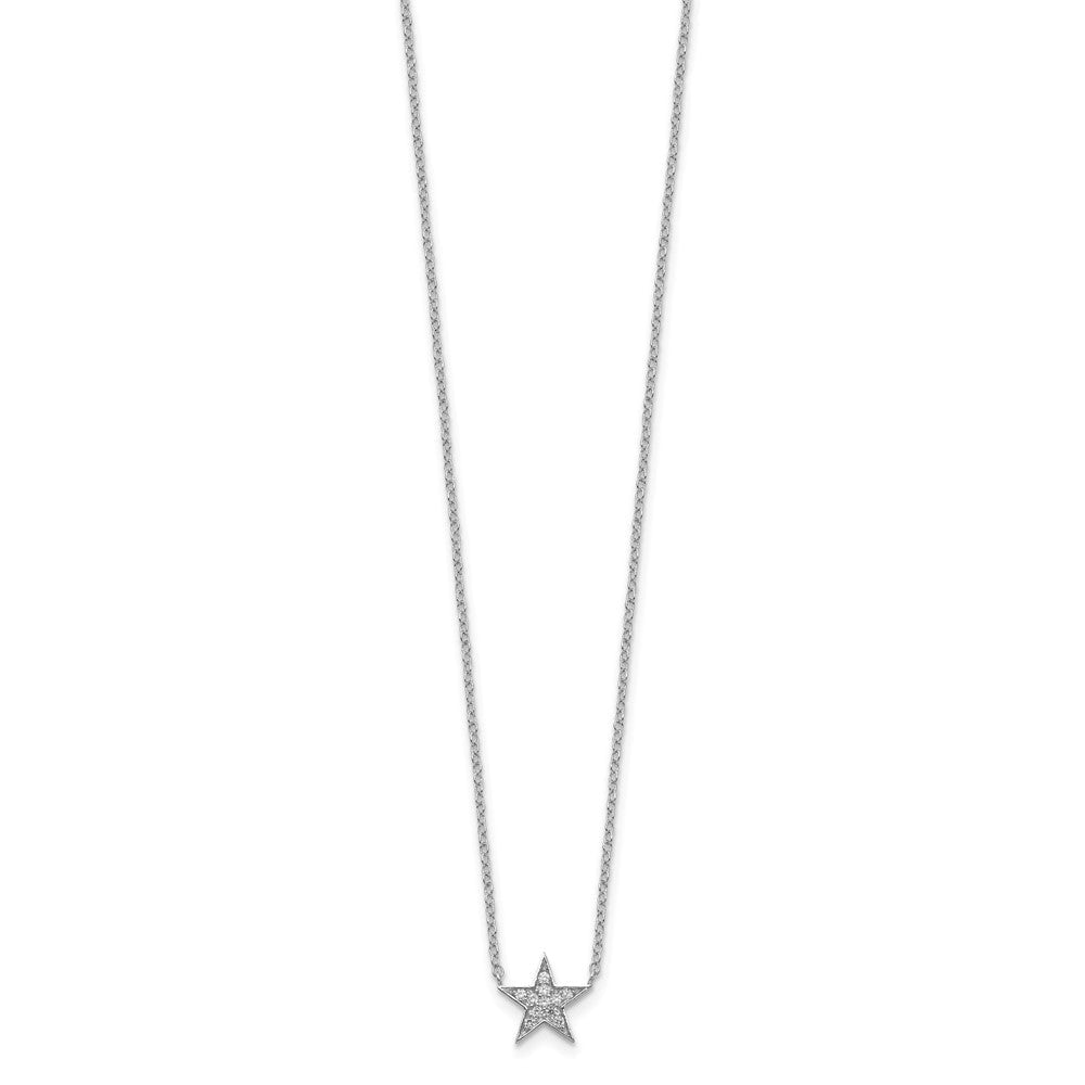 Sterlingsilber Rhodiniert Zirkonia Stern Halskette