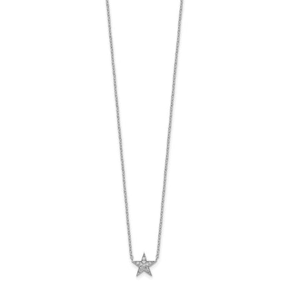 Sterlingsilber Rhodiniert Zirkonia Stern Halskette