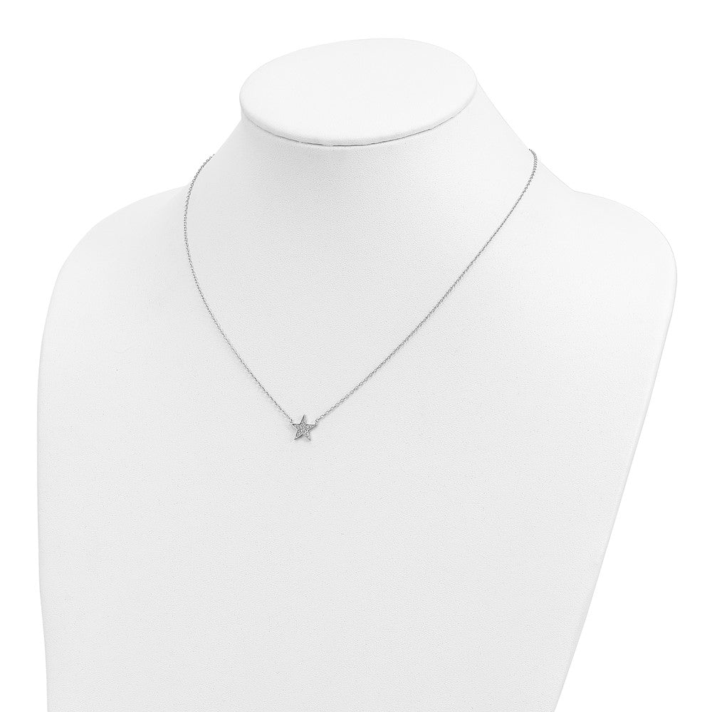 Sterlingsilber Rhodiniert Zirkonia Stern Halskette