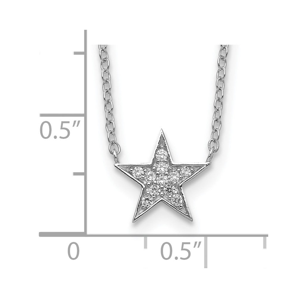 Sterlingsilber Rhodiniert Zirkonia Stern Halskette