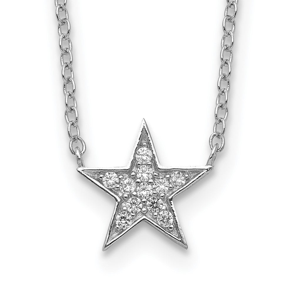 Sterlingsilber Rhodiniert Zirkonia Stern Halskette