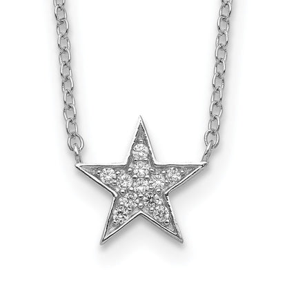 Sterlingsilber Rhodiniert Zirkonia Stern Halskette