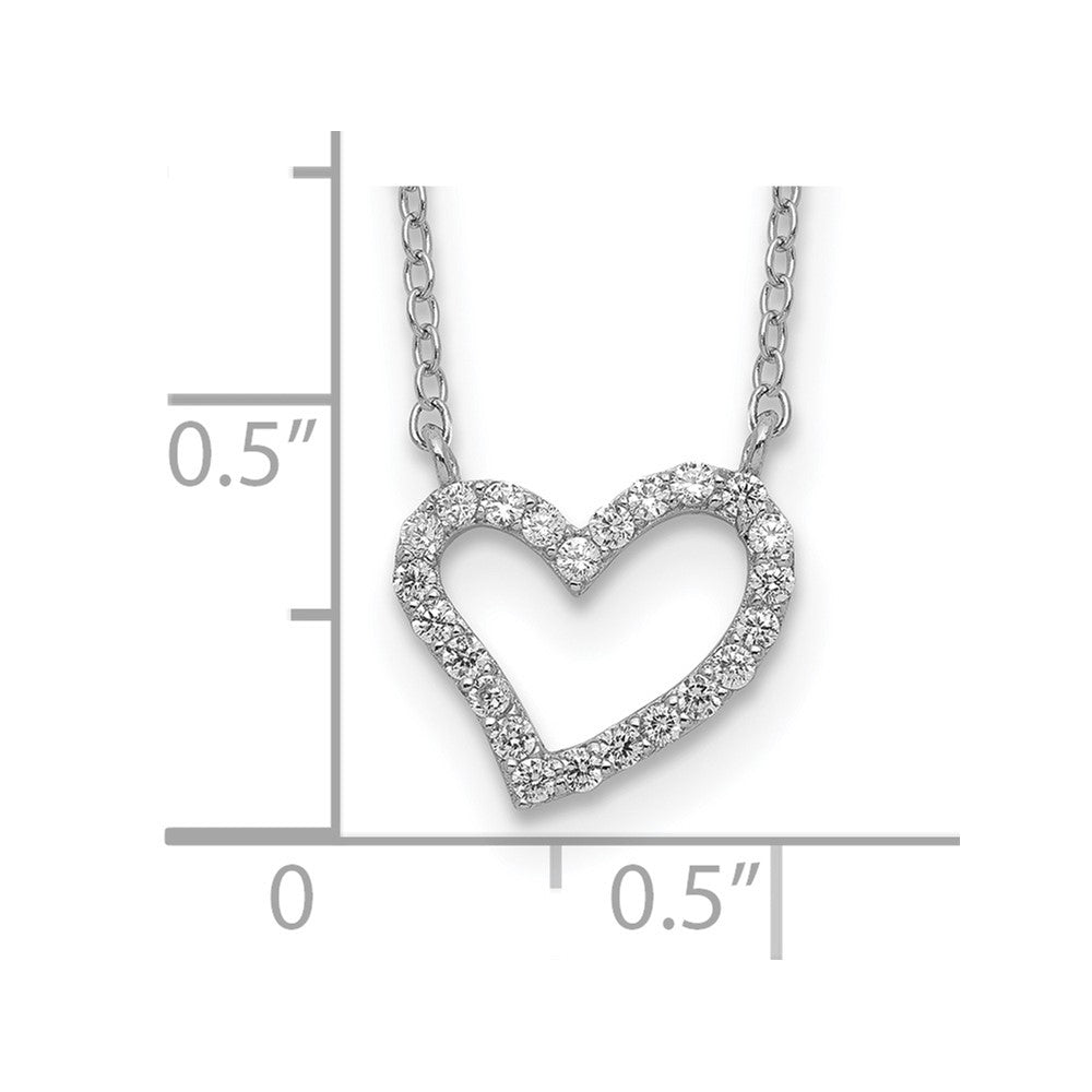 Sterlingsilber Rhodiniert Zirkonia Offen Herz 18 Zoll Halskette