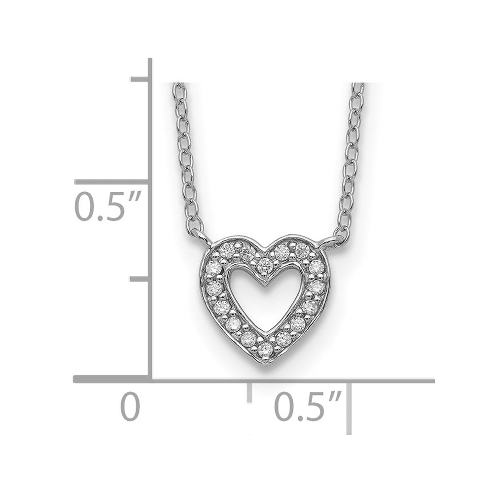 Sterlingsilber Rhodiniert Zirkonia Offen Herz 18 Zoll Halskette