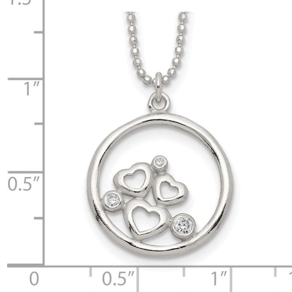 Sterlingsilber Poliert Zirkonia Herz Halskette