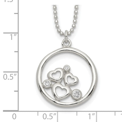 Sterlingsilber Poliert Zirkonia Herz Halskette