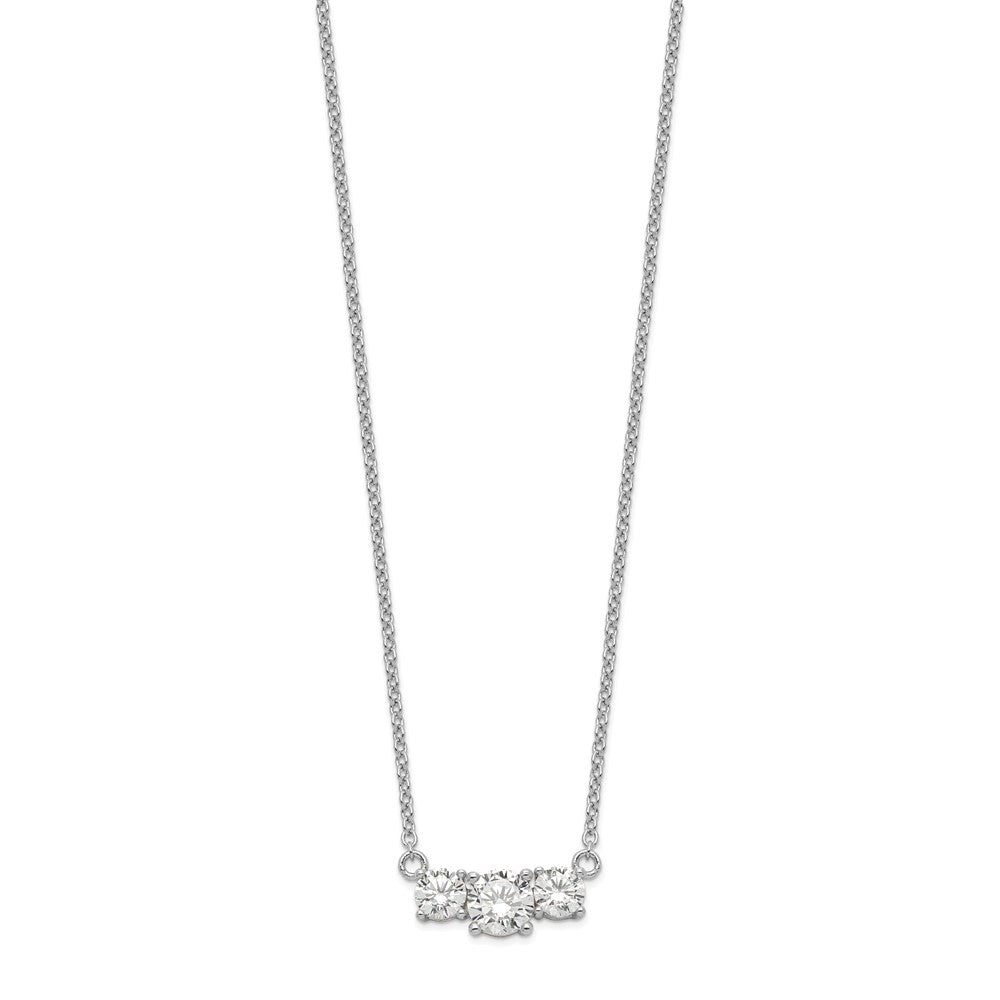 Sterlingsilber Rhodiniert Zirkonia 3-stone mit 1 Zoll Verlängerung. Halskette