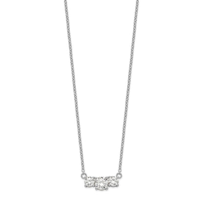 Sterlingsilber Rhodiniert Zirkonia 3-stone mit 1 Zoll Verlängerung. Halskette