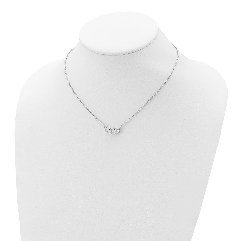 Sterlingsilber Rhodiniert Zirkonia 3-stone mit 1 Zoll Verlängerung. Halskette