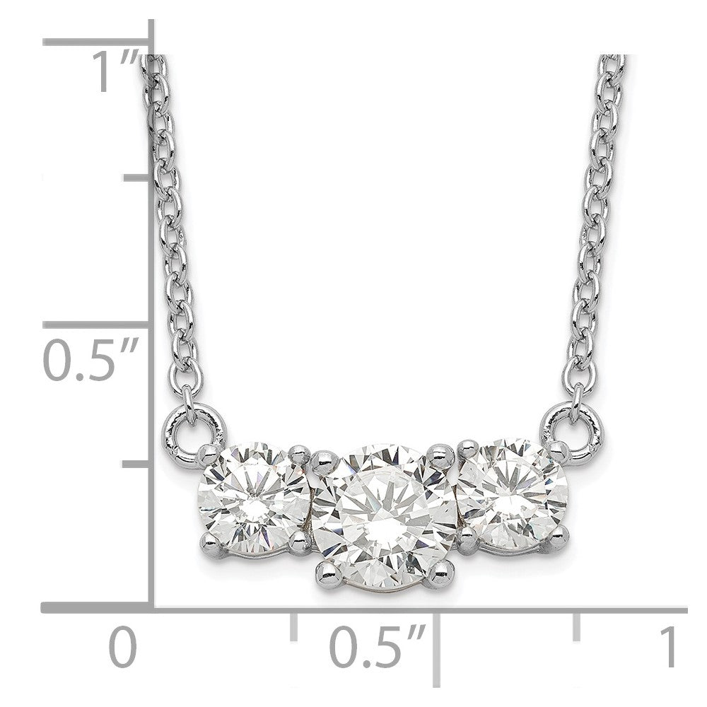 Sterlingsilber Rhodiniert Zirkonia 3-stone mit 1 Zoll Verlängerung. Halskette