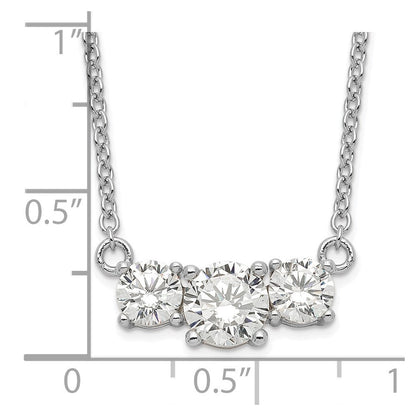 Sterlingsilber Rhodiniert Zirkonia 3-stone mit 1 Zoll Verlängerung. Halskette