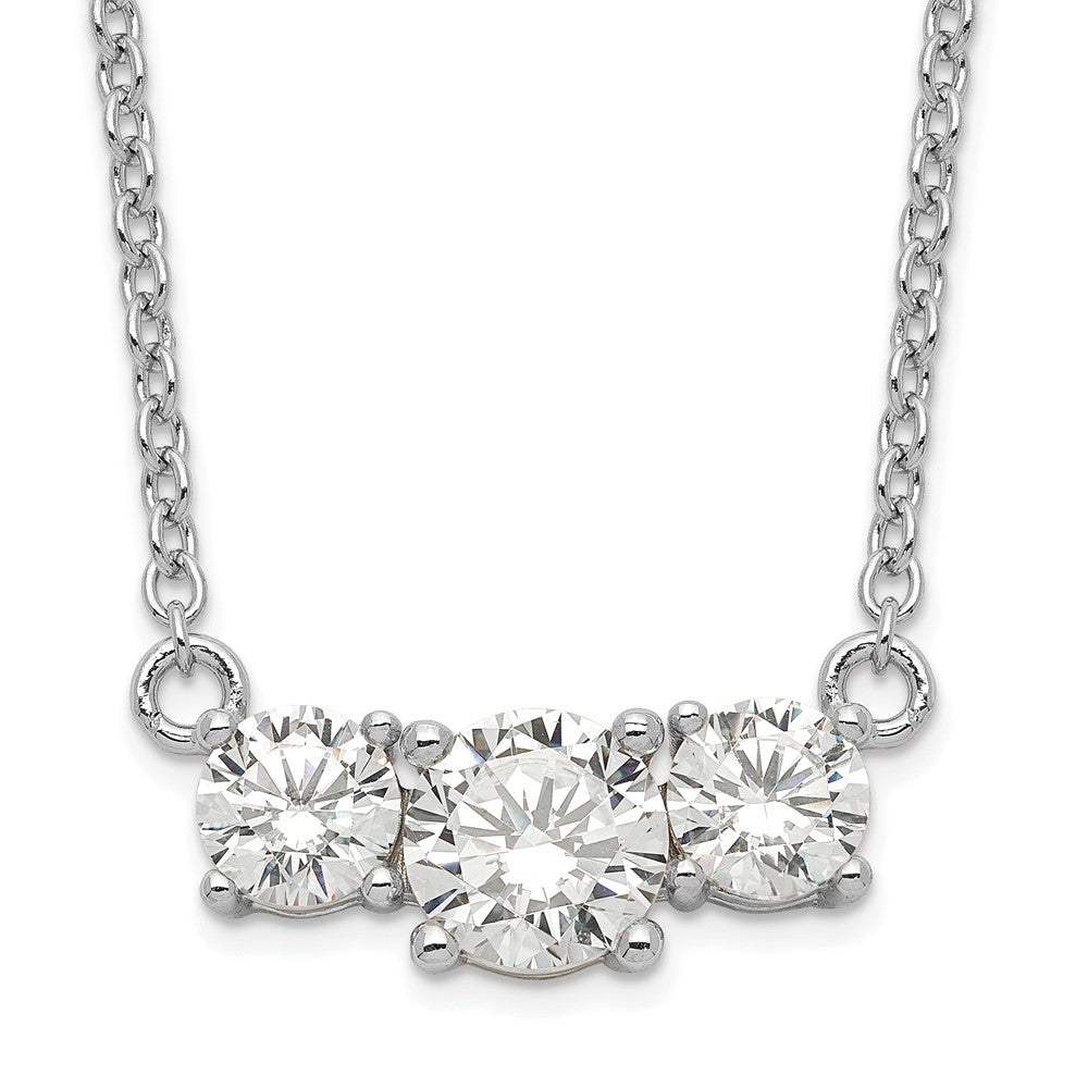 Sterlingsilber Rhodiniert Zirkonia 3-stone mit 1 Zoll Verlängerung. Halskette