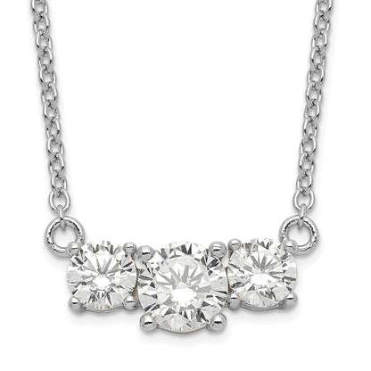 Sterlingsilber Rhodiniert Zirkonia 3-stone mit 1 Zoll Verlängerung. Halskette