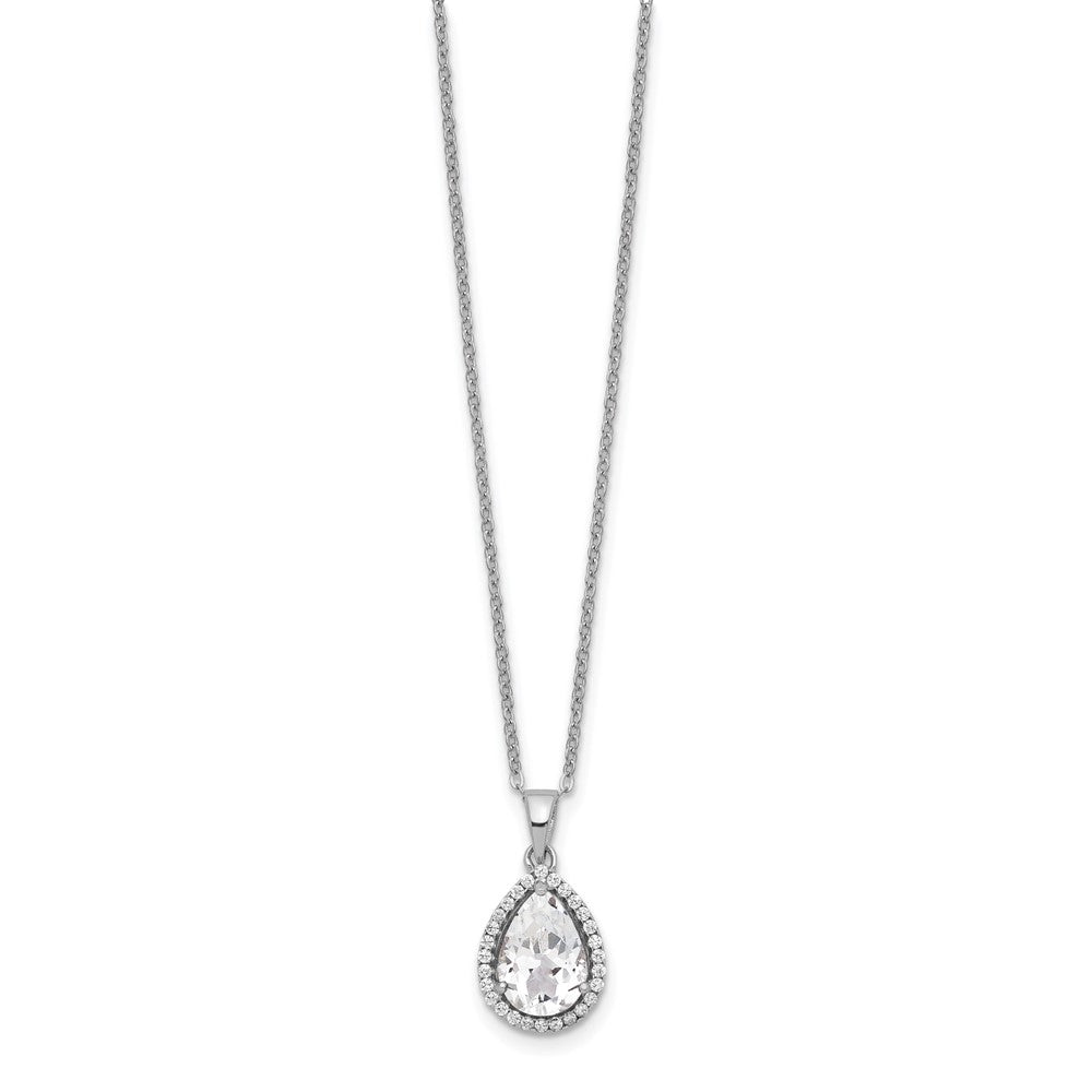 Sterlingsilber Rhodium Erzeugt Weiß Topas & Zirkonia Halskette