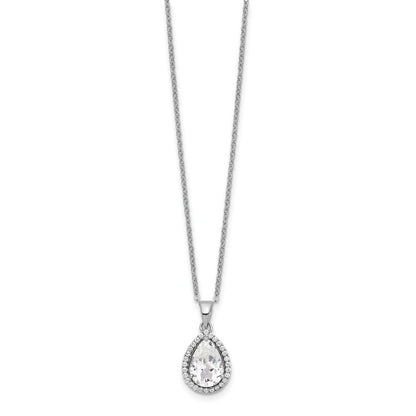 Sterlingsilber Rhodium Erzeugt Weiß Topas & Zirkonia Halskette