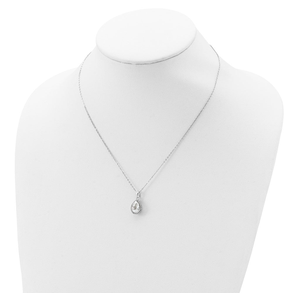 Sterlingsilber Rhodium Erzeugt Weiß Topas & Zirkonia Halskette
