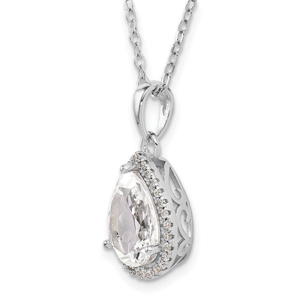 Sterlingsilber Rhodium Erzeugt Weiß Topas & Zirkonia Halskette