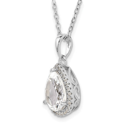 Sterlingsilber Rhodium Erzeugt Weiß Topas & Zirkonia Halskette