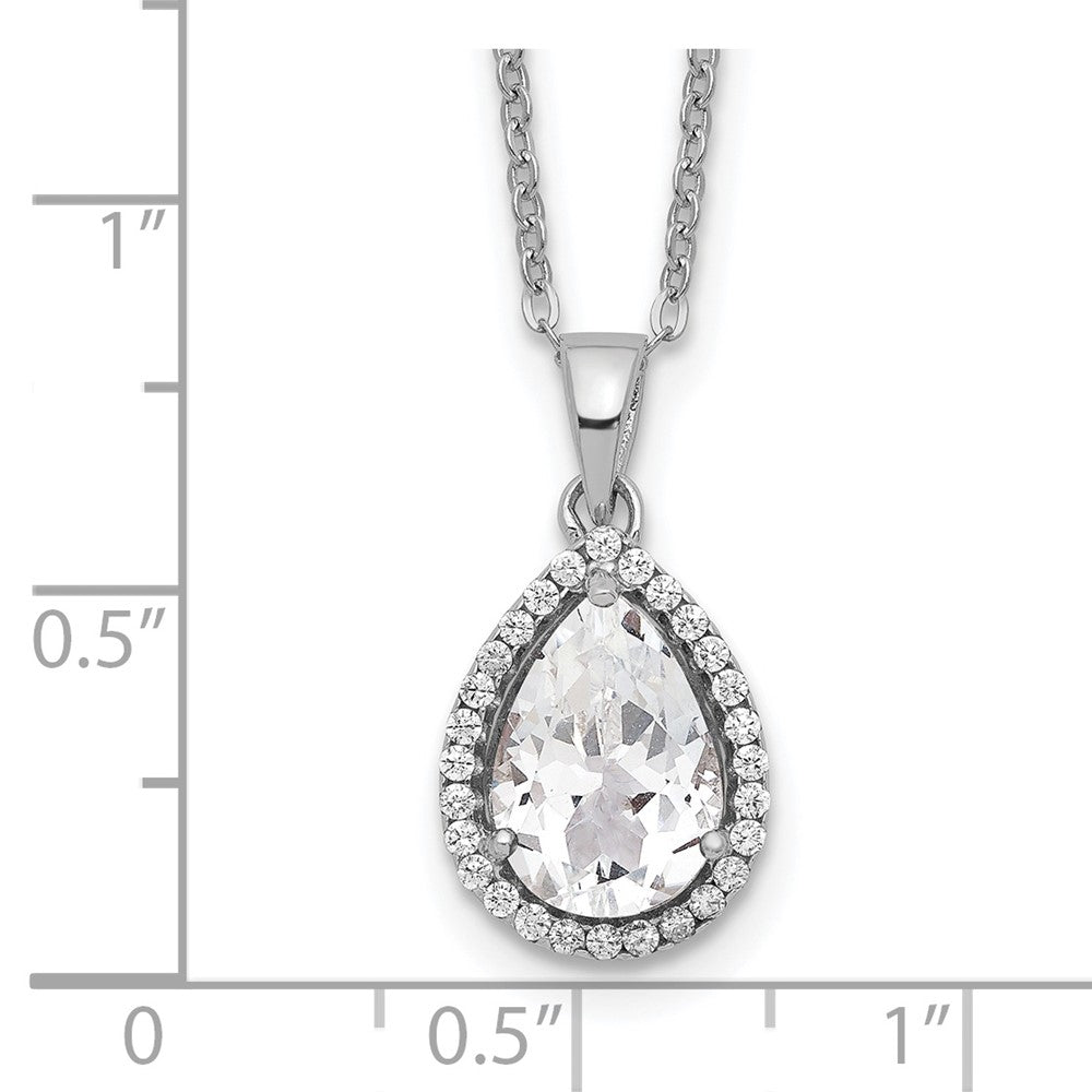 Sterlingsilber Rhodium Erzeugt Weiß Topas & Zirkonia Halskette