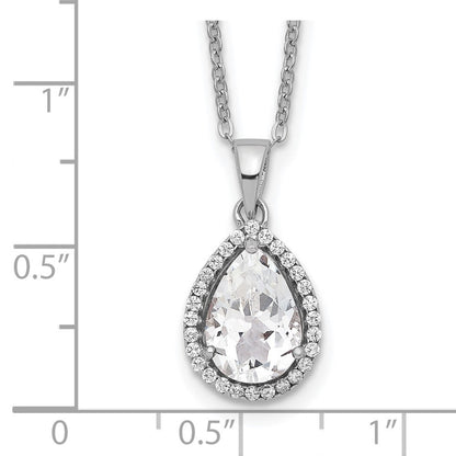 Sterlingsilber Rhodium Erzeugt Weiß Topas & Zirkonia Halskette