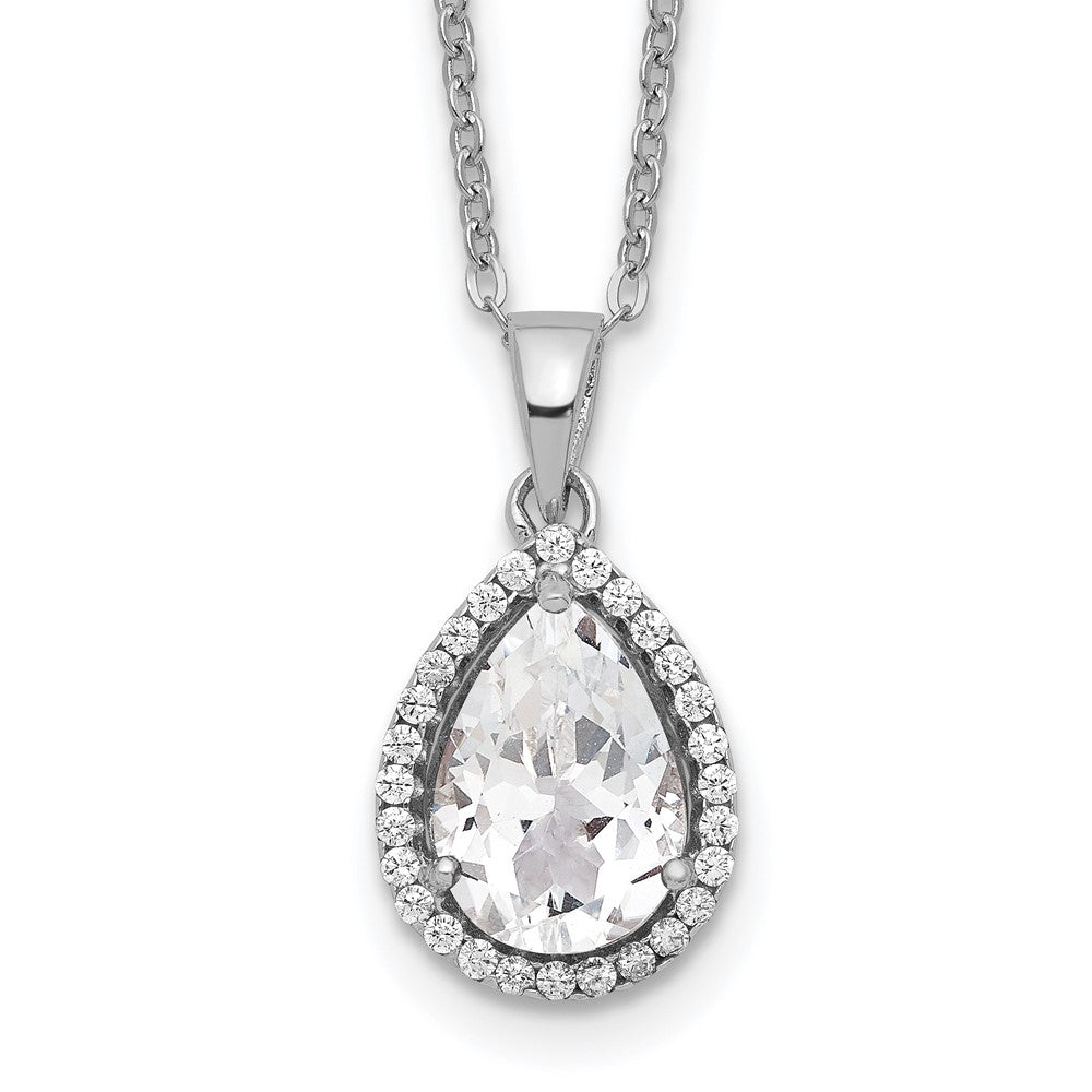 Sterlingsilber Rhodium Erzeugt Weiß Topas & Zirkonia Halskette