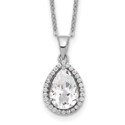 Sterlingsilber Rhodium Erzeugt Weiß Topas & Zirkonia Halskette
