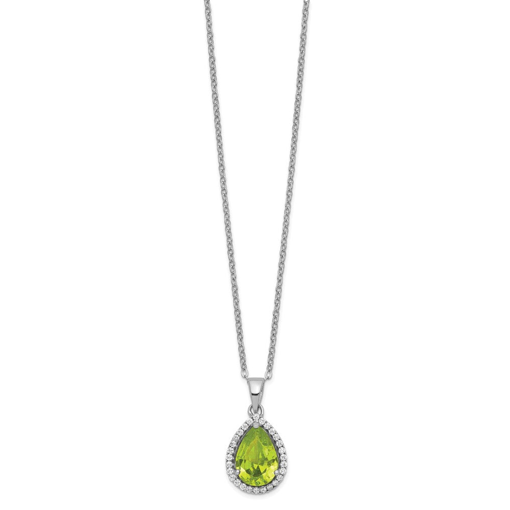 Sterlingsilber Rhodium Poliert Synthetisch Peridot & Zirkonia Halskette