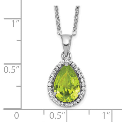 Sterlingsilber Rhodium Poliert Synthetisch Peridot & Zirkonia Halskette