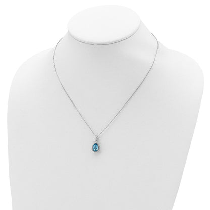 Sterlingsilber Rhodium Poliert Blautopas & Zirkonia Halskette