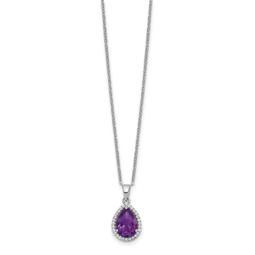 Sterlingsilber Rhodium Poliert Amethyst & Zirkonia Halskette