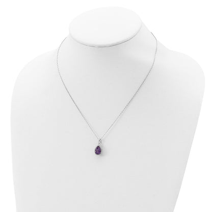 Sterlingsilber Rhodium Poliert Amethyst & Zirkonia Halskette