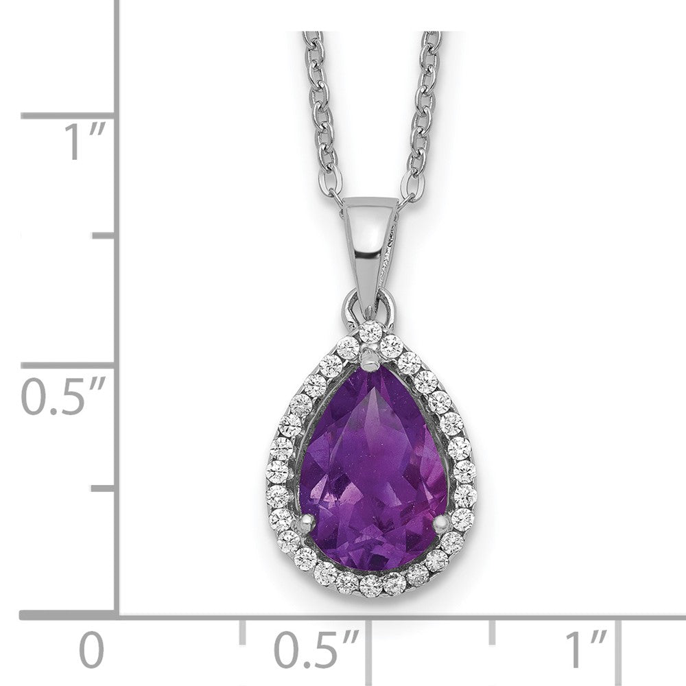 Sterlingsilber Rhodium Poliert Amethyst & Zirkonia Halskette