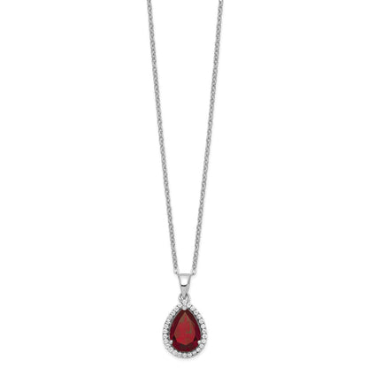 Sterlingsilber Rhodium Poliert Granat & Zirkonia Halskette