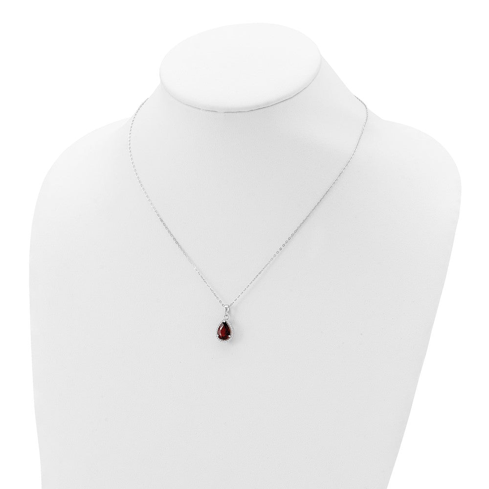 Sterlingsilber Rhodium Poliert Granat & Zirkonia Halskette