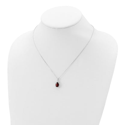Sterlingsilber Rhodium Poliert Granat & Zirkonia Halskette