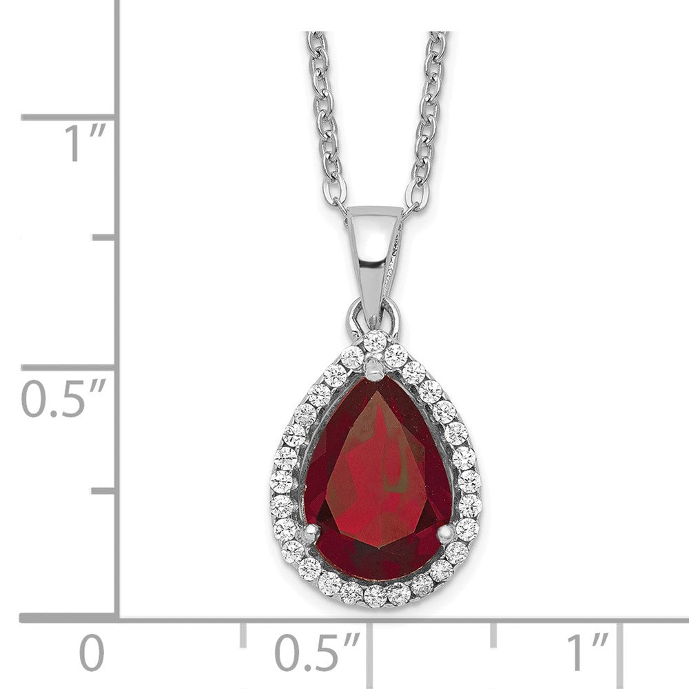 Sterlingsilber Rhodium Poliert Granat & Zirkonia Halskette