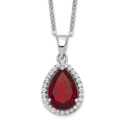 Sterlingsilber Rhodium Poliert Granat & Zirkonia Halskette