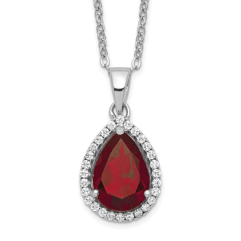 Sterlingsilber Rhodium Poliert Granat & Zirkonia Halskette