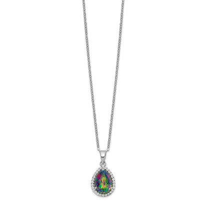 Sterlingsilber Rhodium Poliert Mystic Topas & Zirkonia Halskette