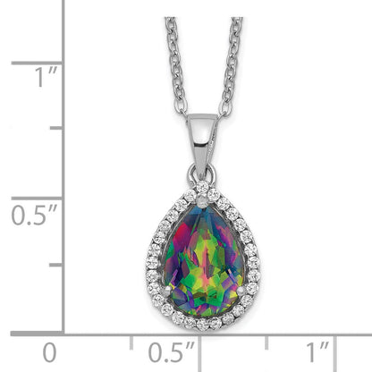 Sterlingsilber Rhodium Poliert Mystic Topas & Zirkonia Halskette