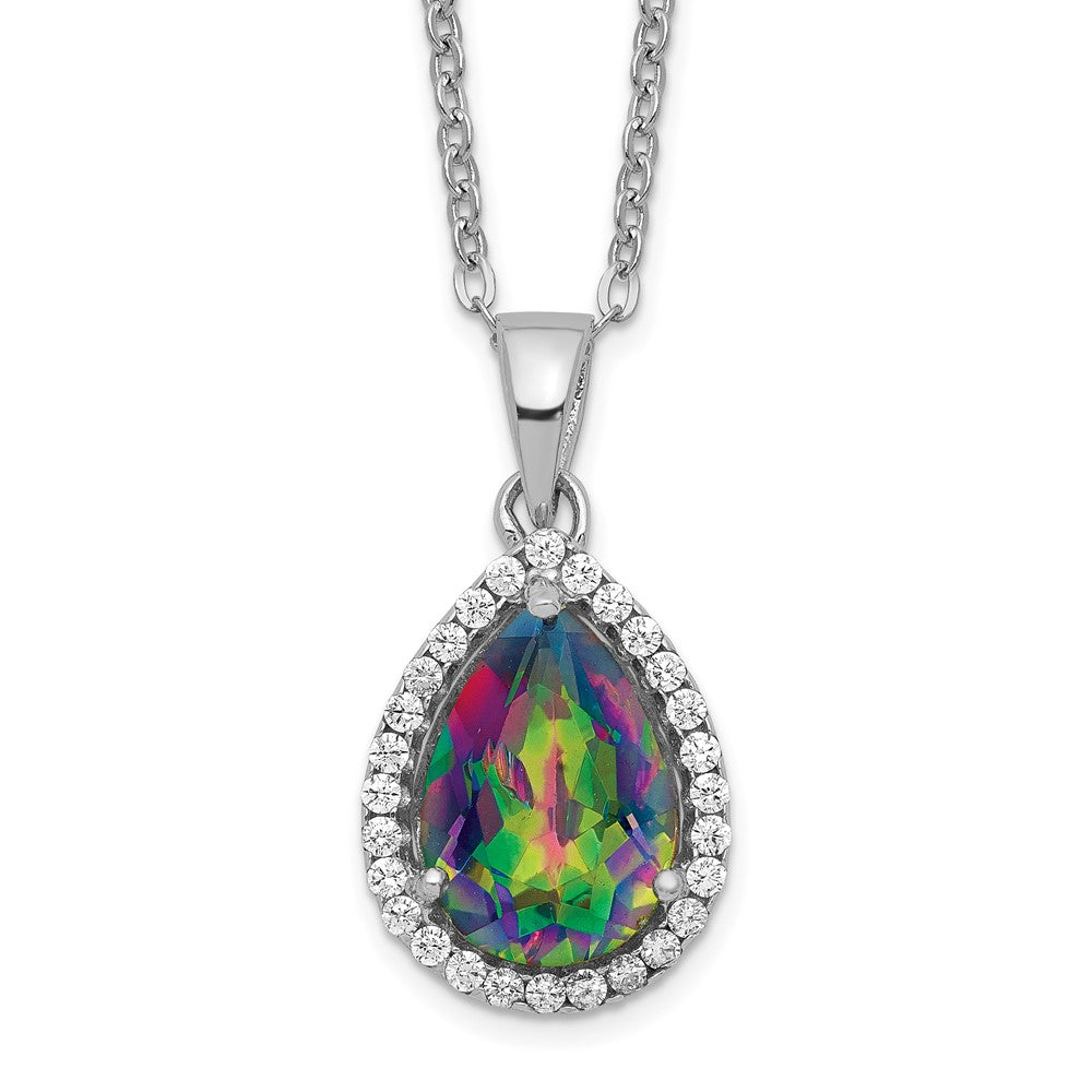 Sterlingsilber Rhodium Poliert Mystic Topas & Zirkonia Halskette