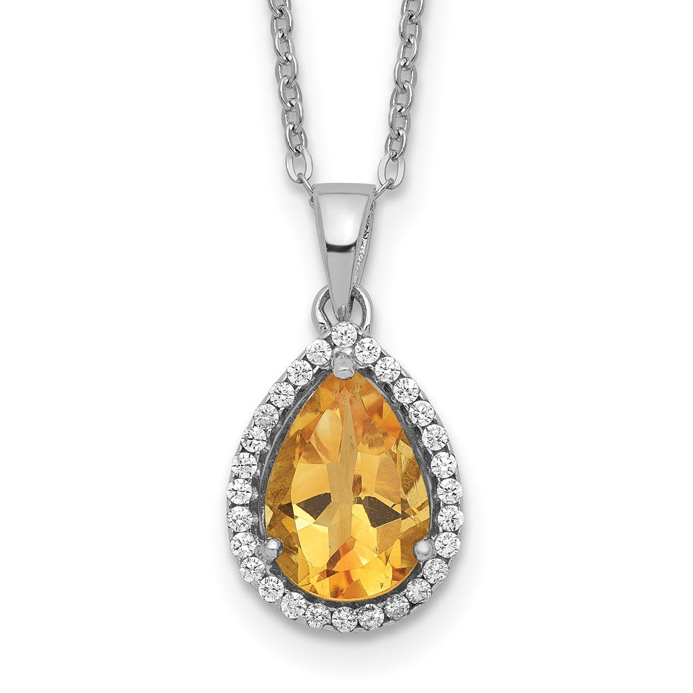 Sterlingsilber Rhodium Poliert Citrin & Zirkonia Halskette