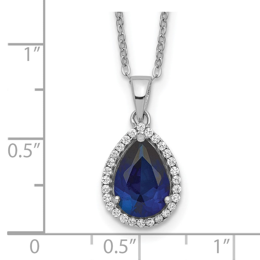 Sterlingsilber Rhodium Erzeugt Saphir & Zirkonia Halskette