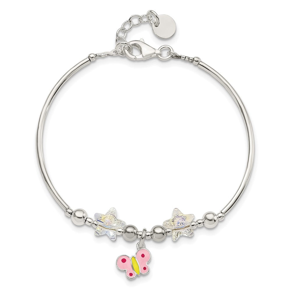 Sterlingsilber Emaille Kristall Schmetterling Sterne mit 1 Zoll Verlängerung. Kinder Brace
