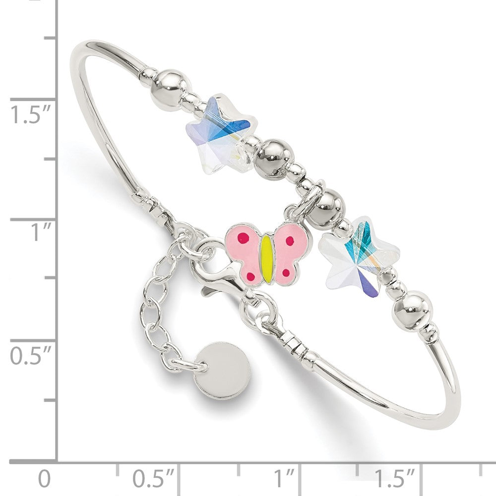 Sterlingsilber Emaille Kristall Schmetterling Sterne mit 1 Zoll Verlängerung. Kinder Brace