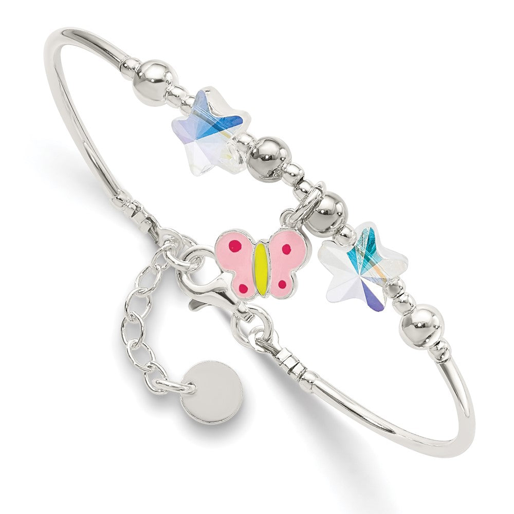 Sterlingsilber Emaille Kristall Schmetterling Sterne mit 1 Zoll Verlängerung. Kinder Brace