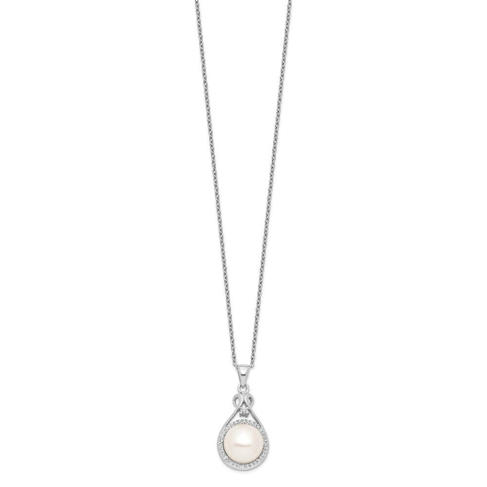 Sterlingsilber Rhodiniert 10-11mm Weiß Fwc Perle Zirkonia Halskette