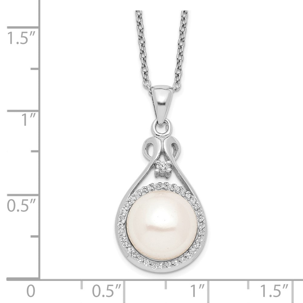 Sterlingsilber Rhodiniert 10-11mm Weiß Fwc Perle Zirkonia Halskette