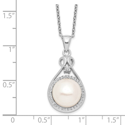 Sterlingsilber Rhodiniert 10-11mm Weiß Fwc Perle Zirkonia Halskette