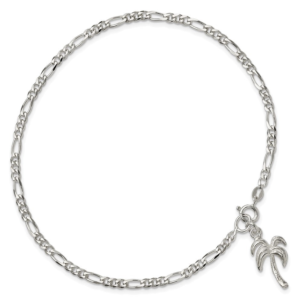 Sterlingsilber 10inch Massiv Poliert Palme Baum Fußkettchen